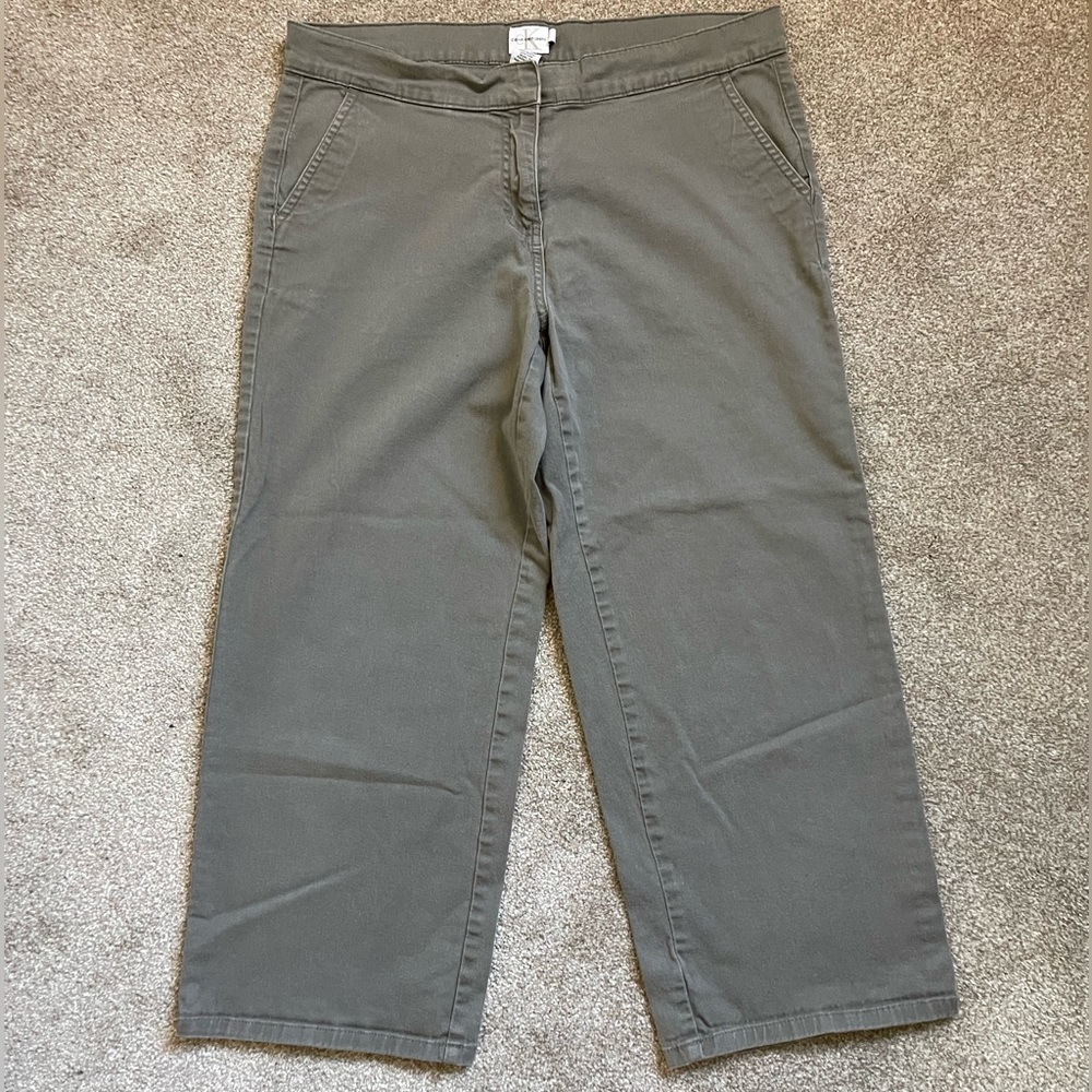 Calvin Klein Olive Green Wide Leg Cropped Jeans